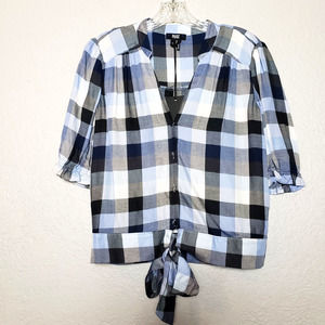 PAIGE Plaid Blouse in Blue and Black